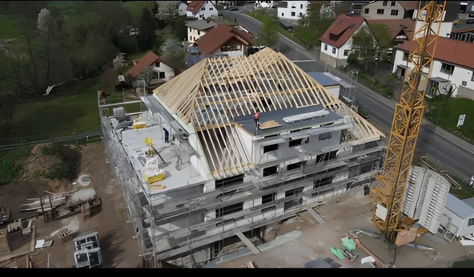Vorher: Rohbau mit Dachstuhl